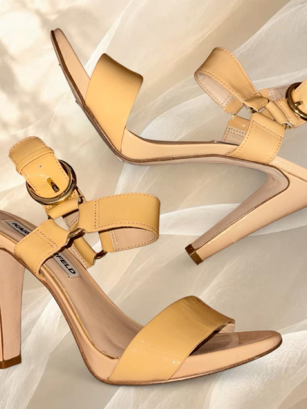 Karl Lagerfeld Nude Patent Ankle Strap Heels 7